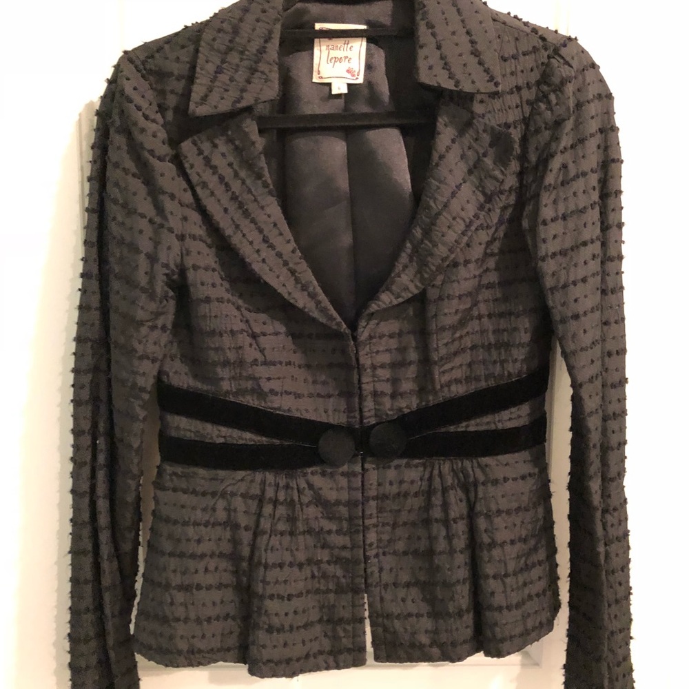 Nanette Lepore swissdot black jacket w velvet